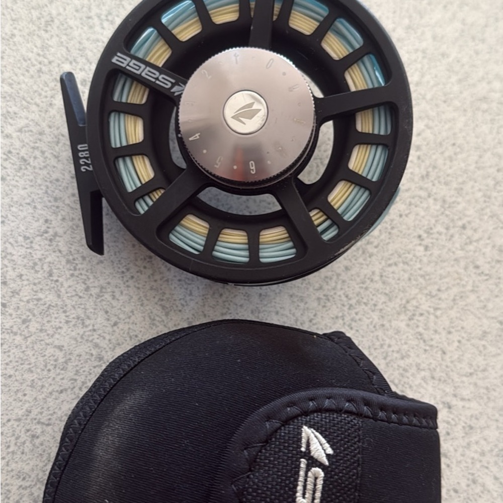 Sage Black and Silver Fly Fishing Reel with Case
